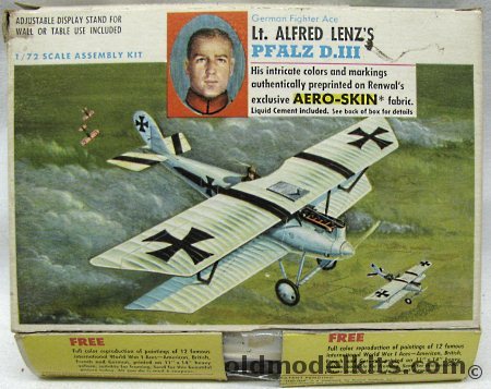 Renwal 1/72 Lt. Alfred Lenz's Pfalz D.III (D-III D-3) with Aeroskin Fabric, 271-69 plastic model kit